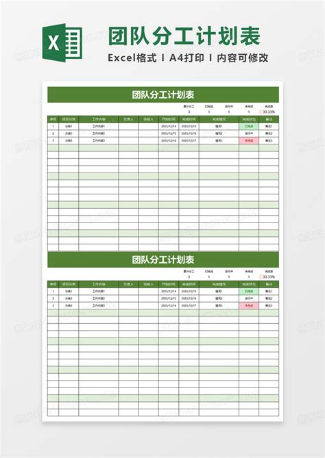 工作分配表設計|工作任務分配表Excel模板，含公式/圖表素材免費下載